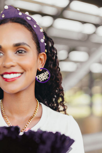 Kansas State Purple Pavé Hoop Earrings