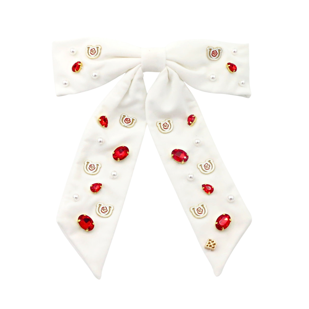 White Kentucky Derby Bow Hair Barrette