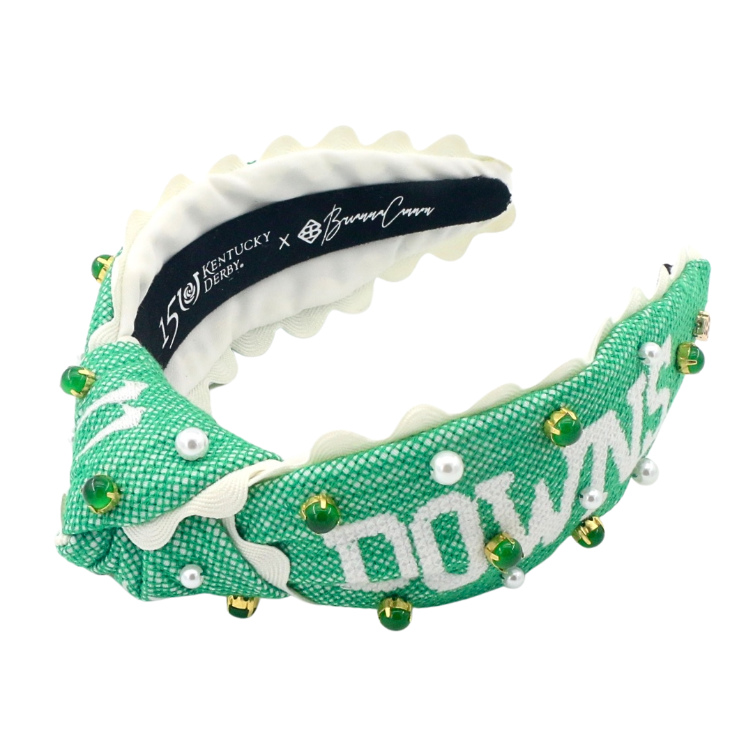 150th Anniversary Kentucky Derby Green Churchill Downs Cross Stitch Headband