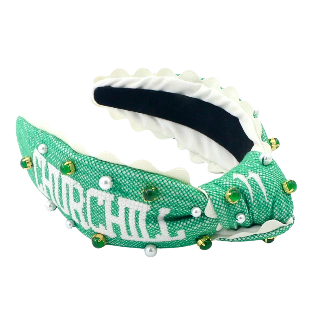 150th Anniversary Kentucky Derby Green Churchill Downs Cross Stitch Headband