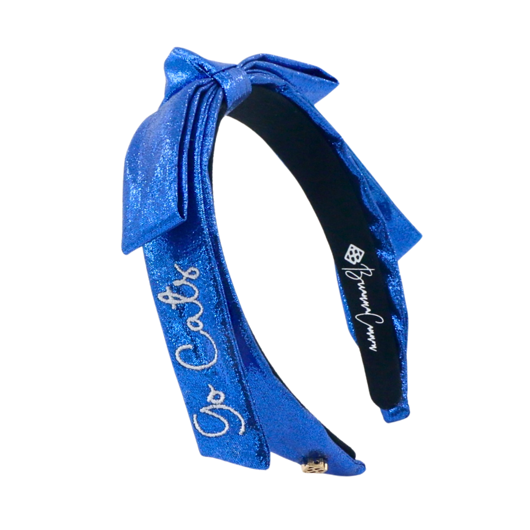 Kentucky Blue Thin Embroidered Ribbon Bow Headband