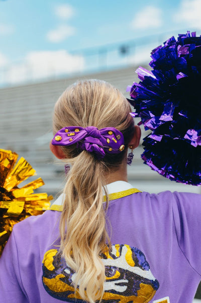 LSU Purple Logo Bow Scrunchie