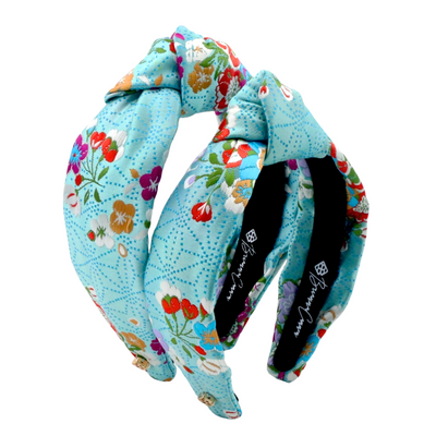 Child Size Light Blue Floral Silk Headband