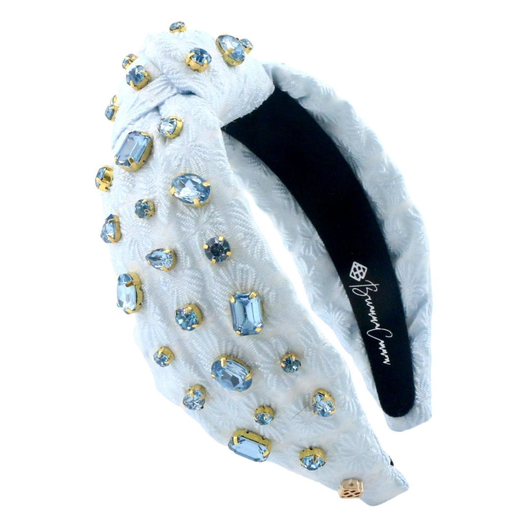 Adult Size Light Blue Textured Headband with Crystals