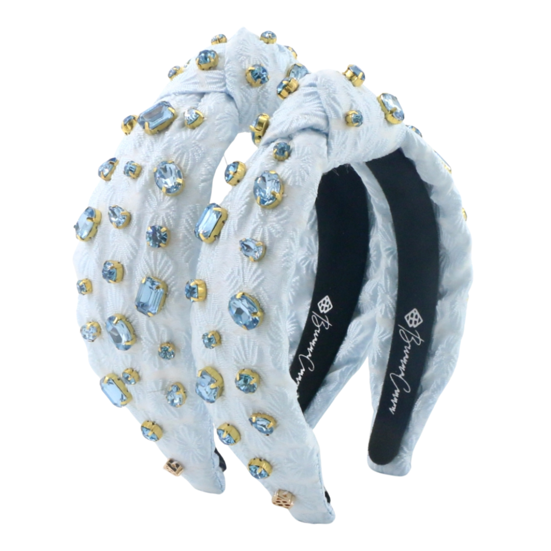 Child Size Light Blue Textured  Headband with Crystals