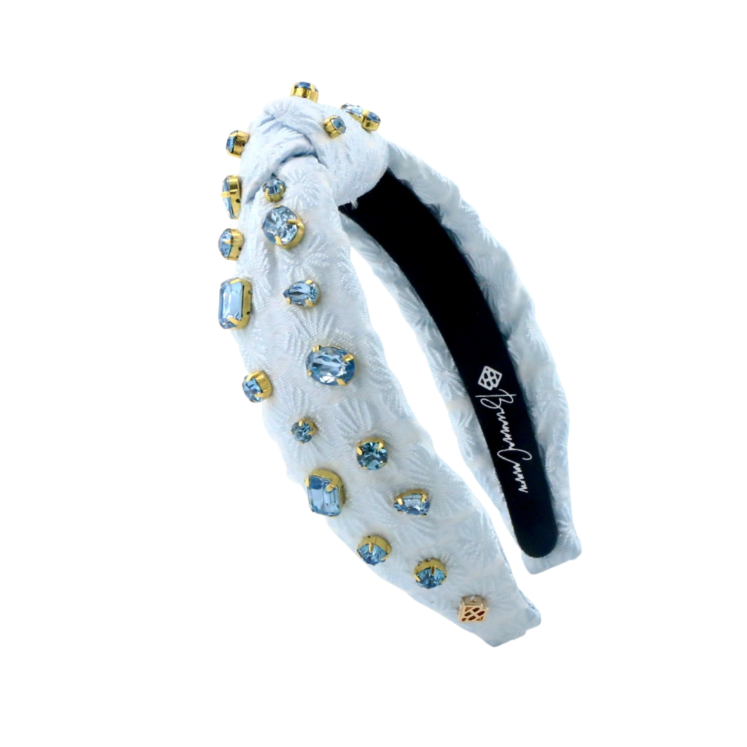 Child Size Light Blue Textured  Headband with Crystals