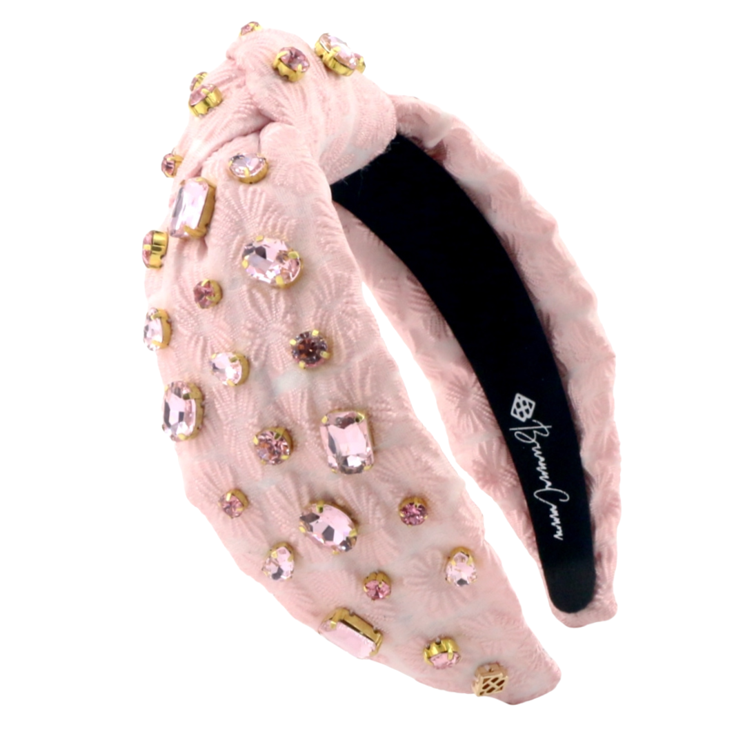 Adult Size Light Pink Textured Headband with Crystals