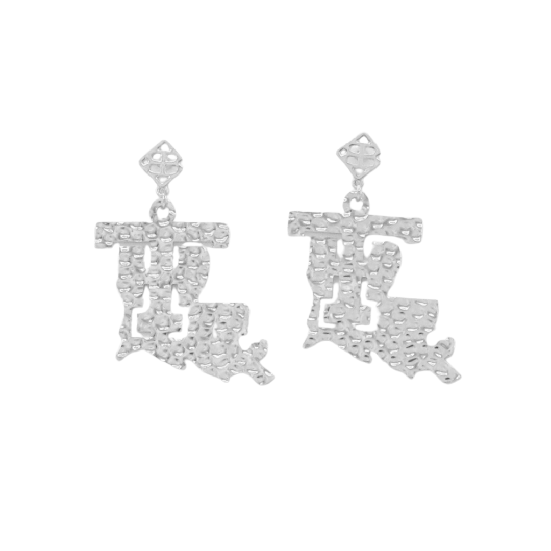 Louisiana Tech Silver Logo Earring with BC Logo