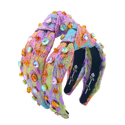 Child Size Metallic Iridescence Brocade Headband With Crystals