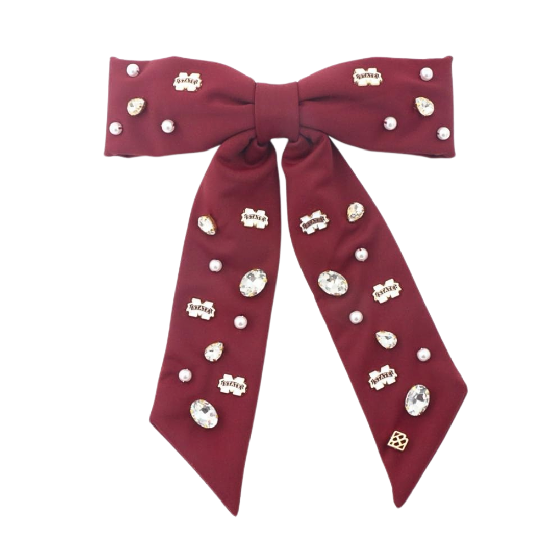 Mississippi State Maroon Bow Barrette