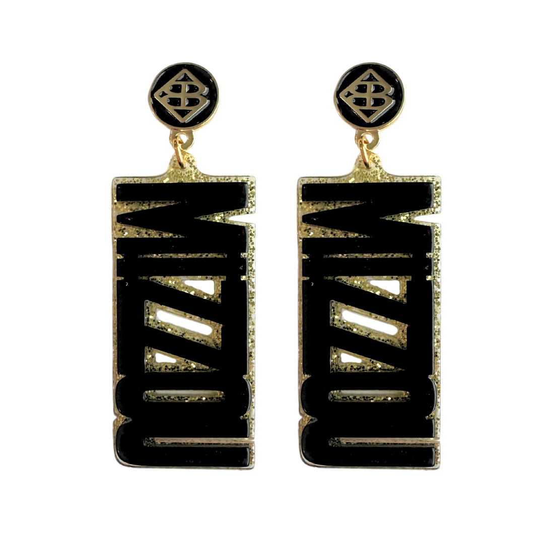 Missouri Black MIZZOU Earrings