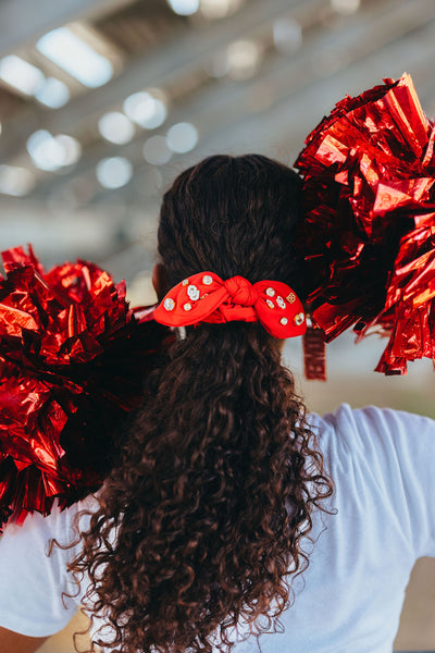 Oklahoma Crimson Logo Bow Scrunchie