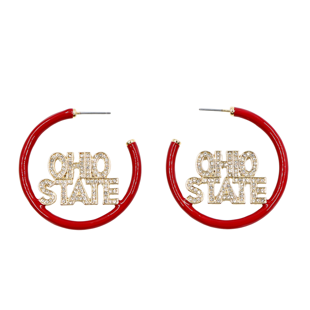 Ohio State Scarlet Pavé Hoop Earrings