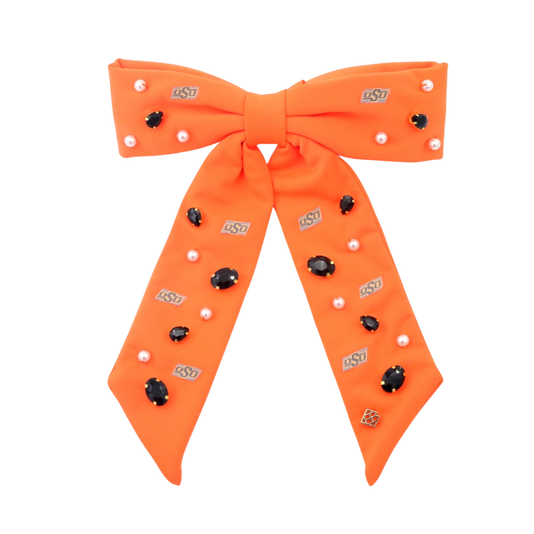 Oklahoma State Orange Bow  Barrette