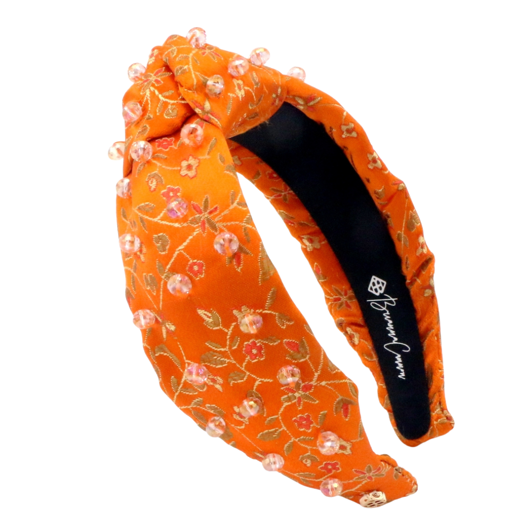 Orange Blossom Silk Headband with Beads