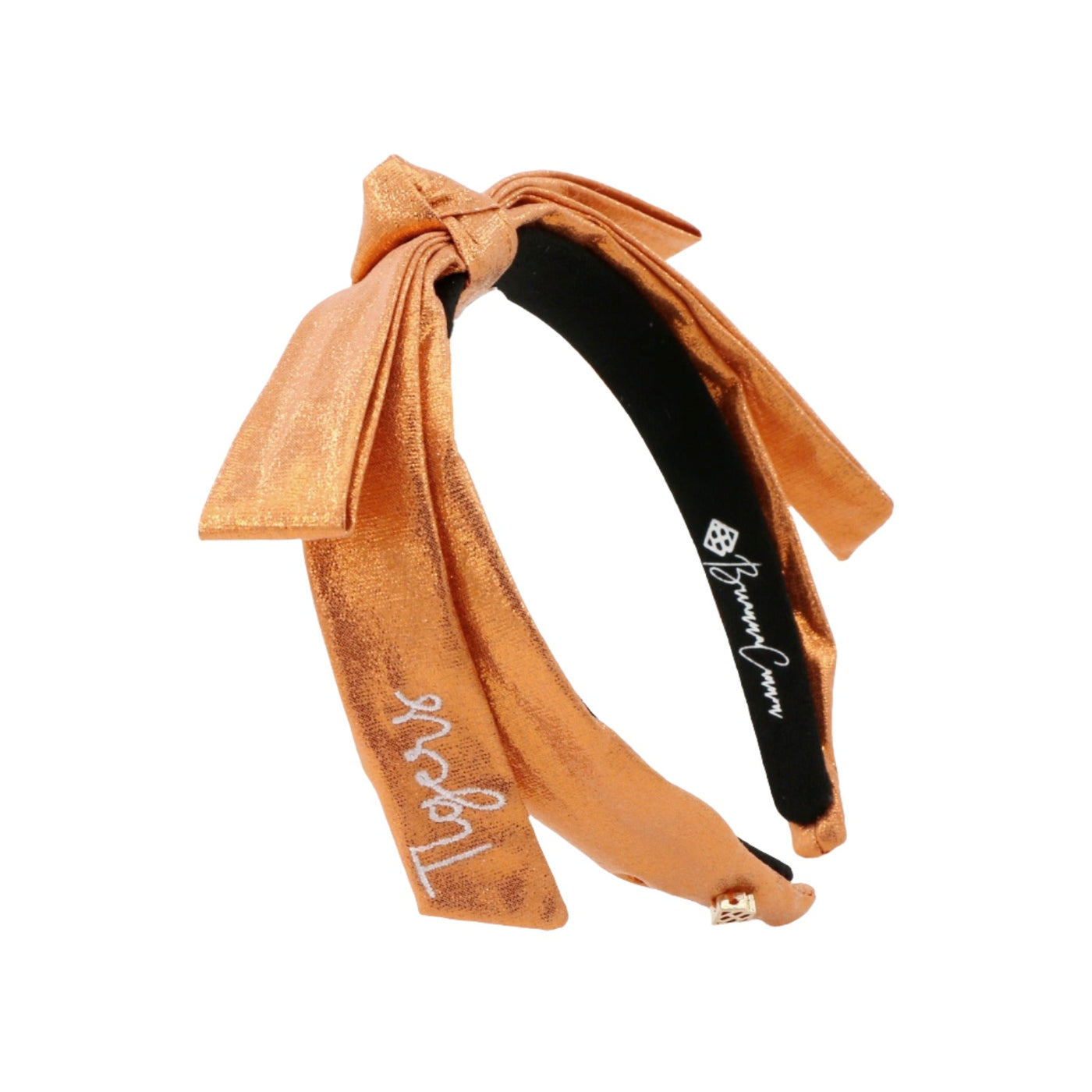 Clemson Orange Thin Embroidered Ribbon Bow Headband