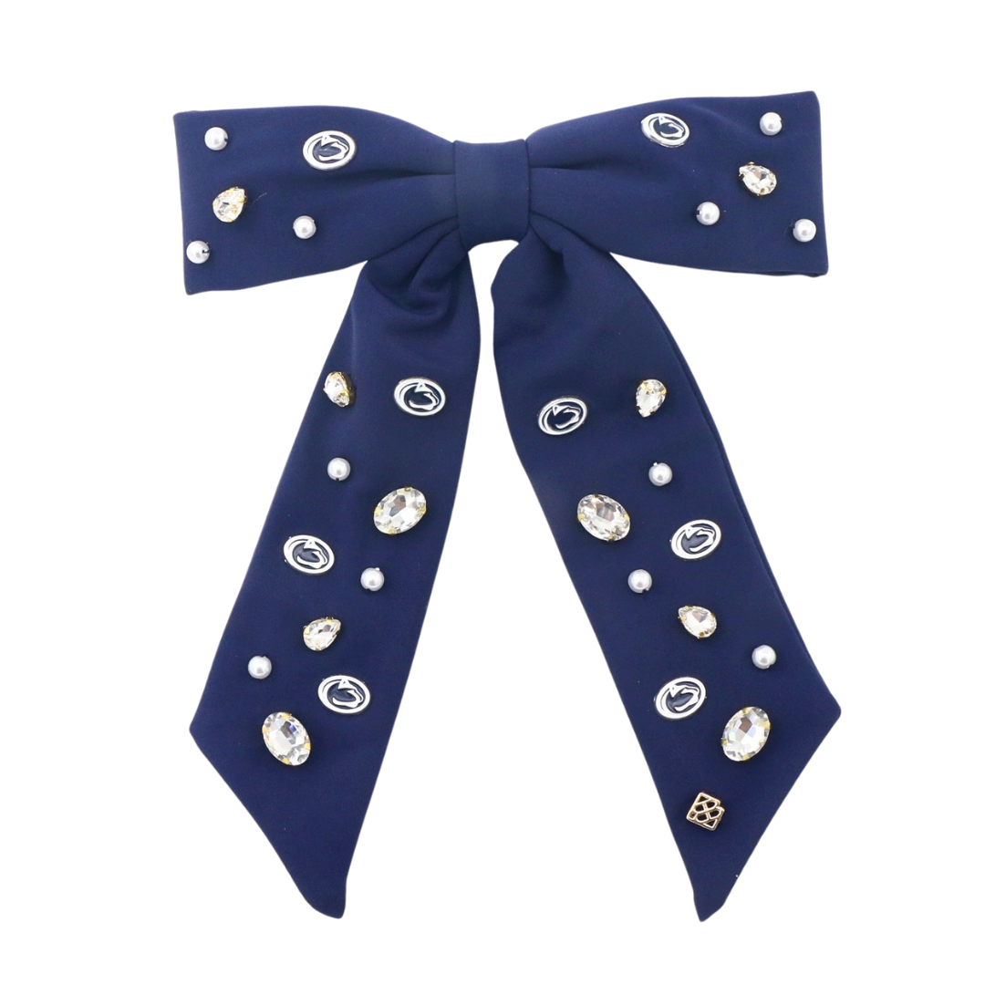 Penn State Navy Bow Barrette