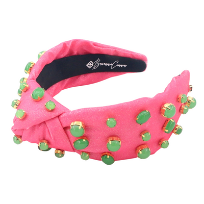 Adult Size Pink Shimmer Headband with Jade Stones