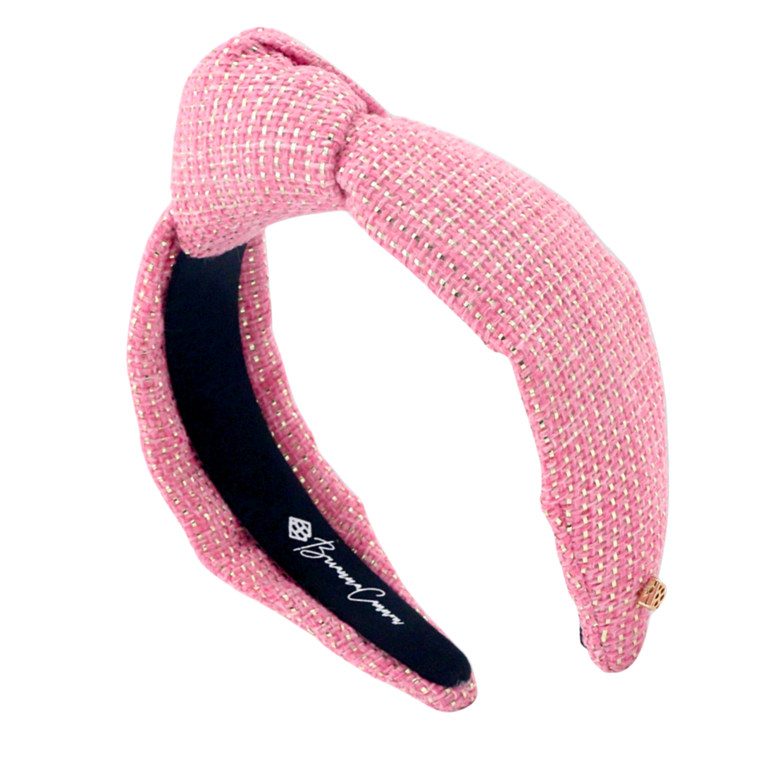 Adult Size Solid Tweed and Gold Headband in Pink