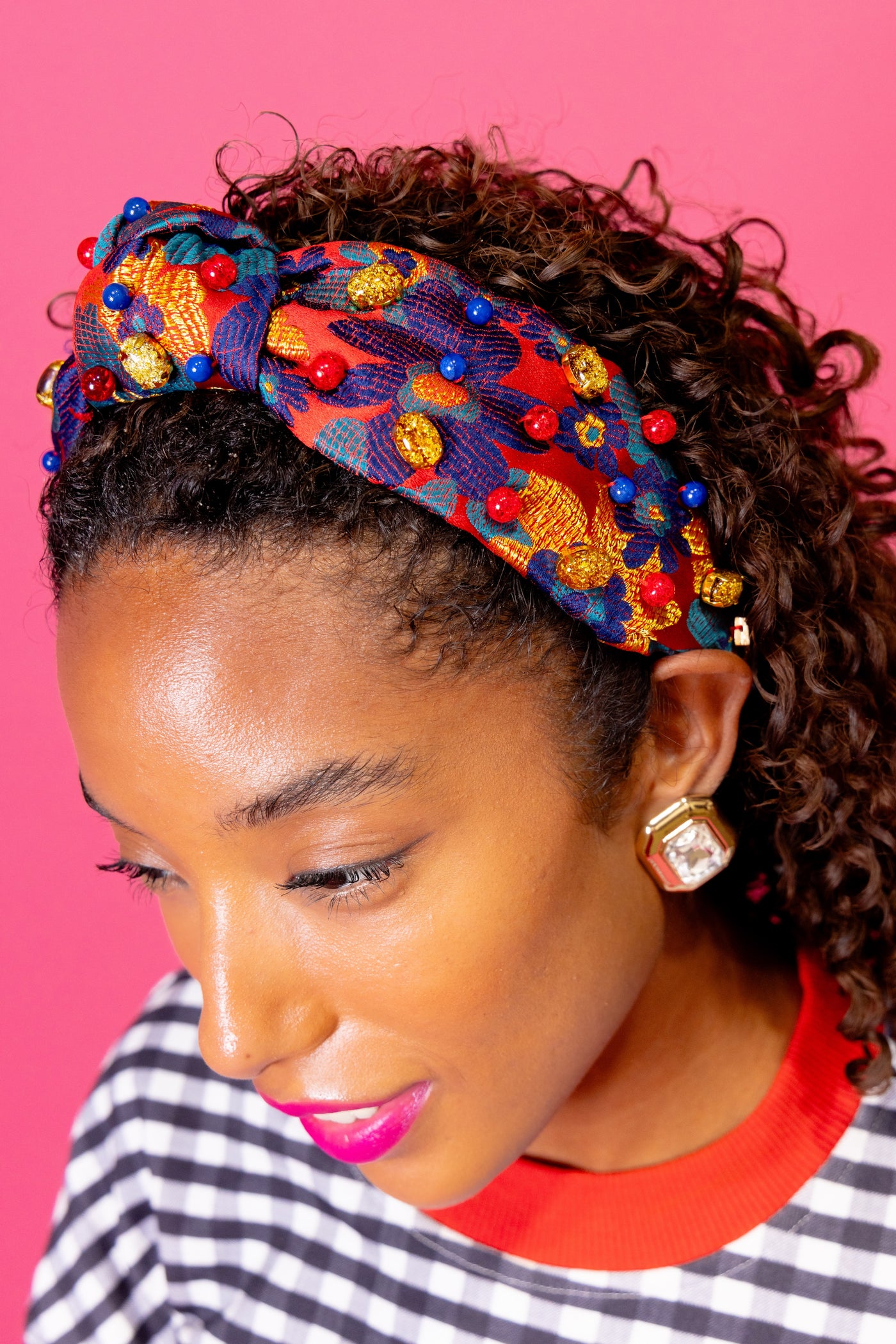 Adult Size Red & Blue Primary Floral Headband