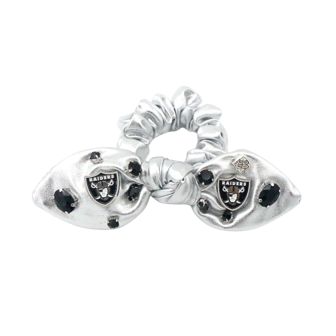 Las Vegas Raiders Silver Logo Bow Scrunchie