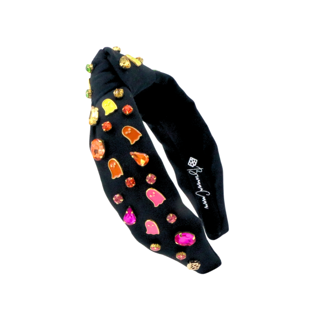 Child Size Black Headband With Neon Ghosts and Crystals