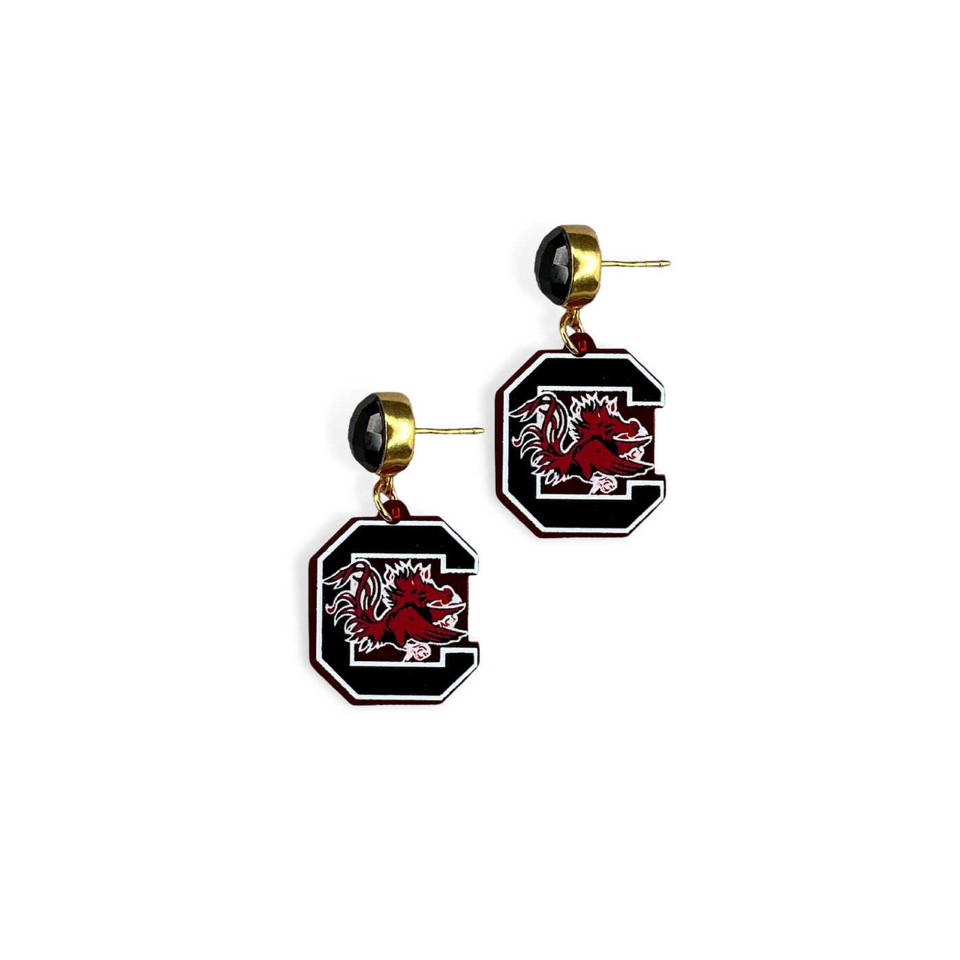 University of South Carolina Mini Garnet Logo Earrings