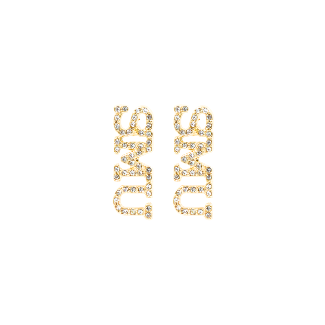 SMU Pavé Rhinestone Stud Earrings