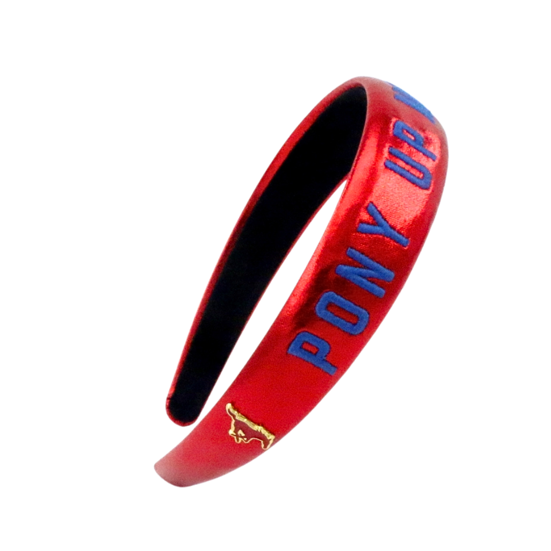 SMU Red Thin Embroidered Headband