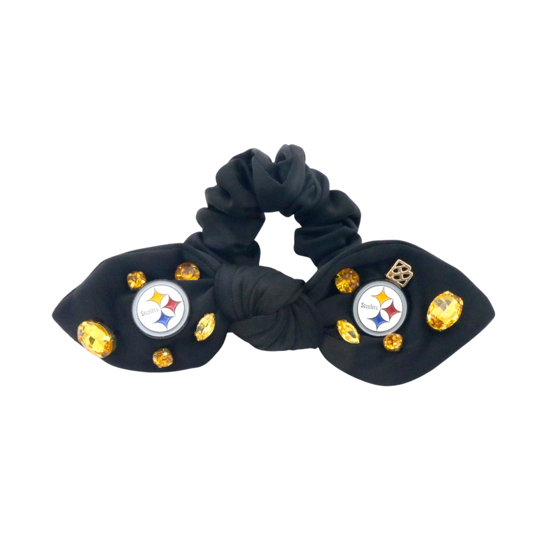 Pittsburgh Steelers Black Logo Bow Scrunchie