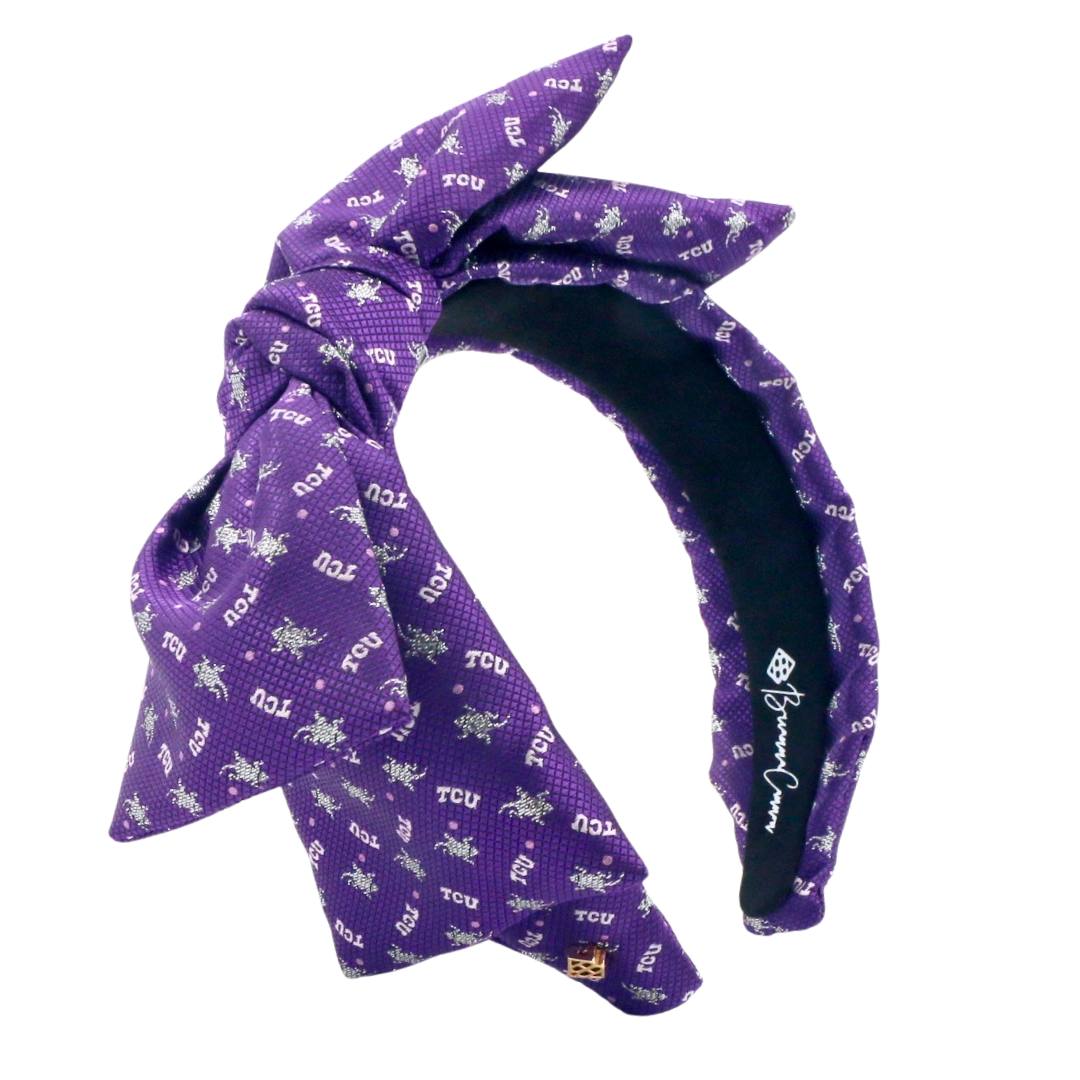 TCU Purple Woven Side Bow Headband