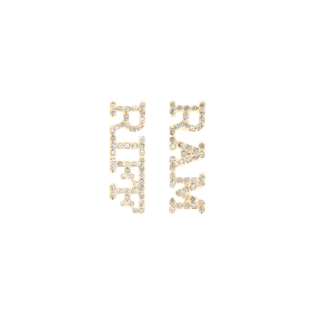 TCU RIFF RAM Pavé Rhinestone Stud Earrings