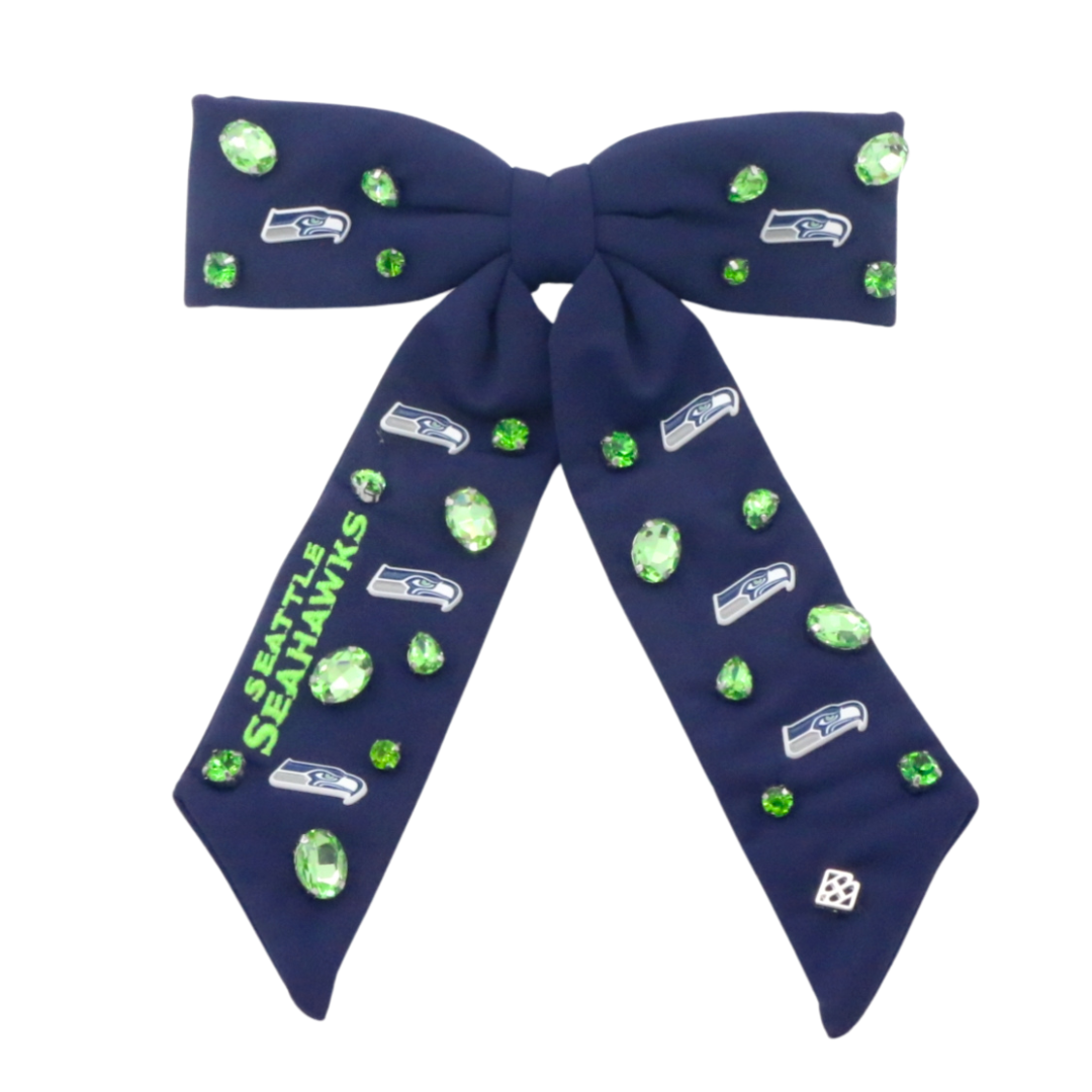 Seattle Seahawks Blue Bow Barrette