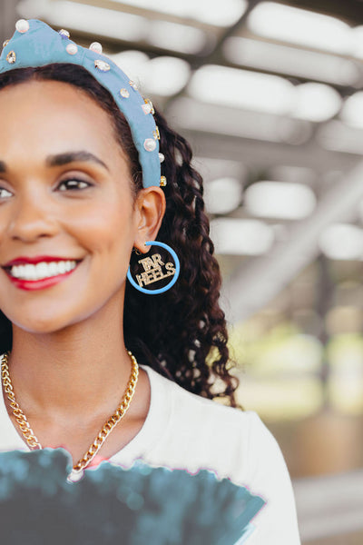 North Carolina TAR HEELS Blue Pavé Hoop Earrings