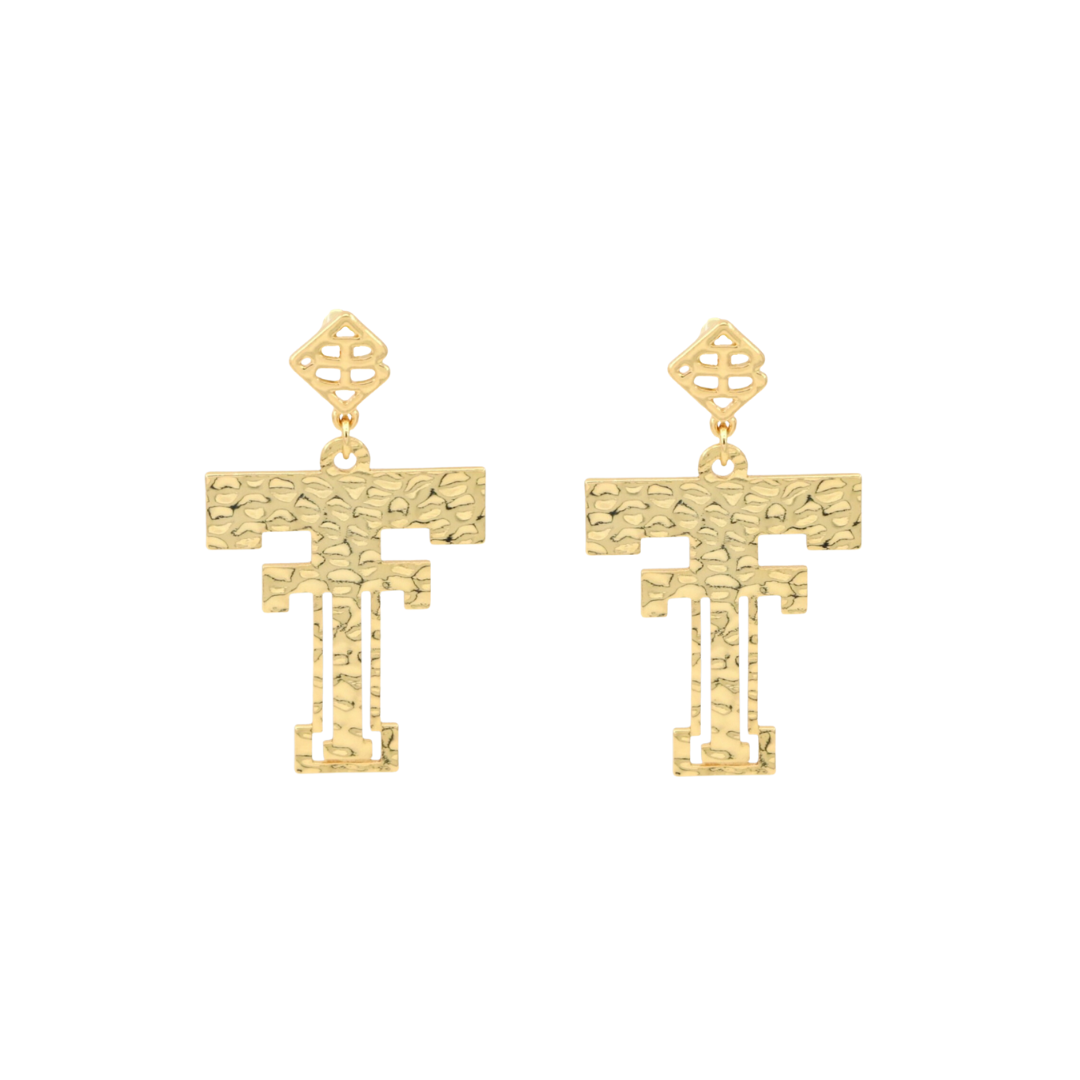 Texas Tech Gold Logo Earring with BC Logo