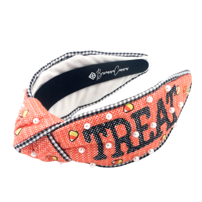 Adult Size Cross-Stitch Trick or Treat Headband with Embroidered Candy Corn