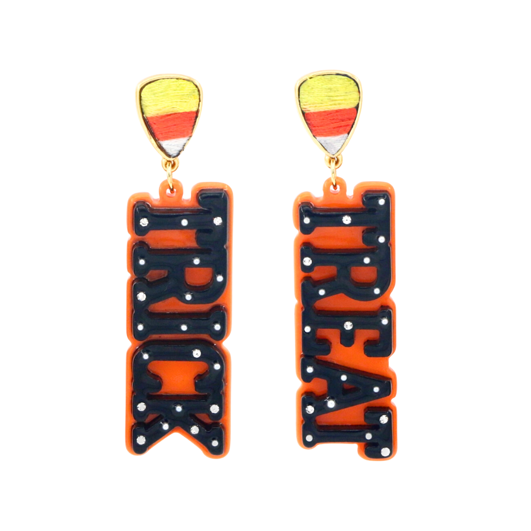 TRICK or TREAT Earrings with Embroidered Candy Corn