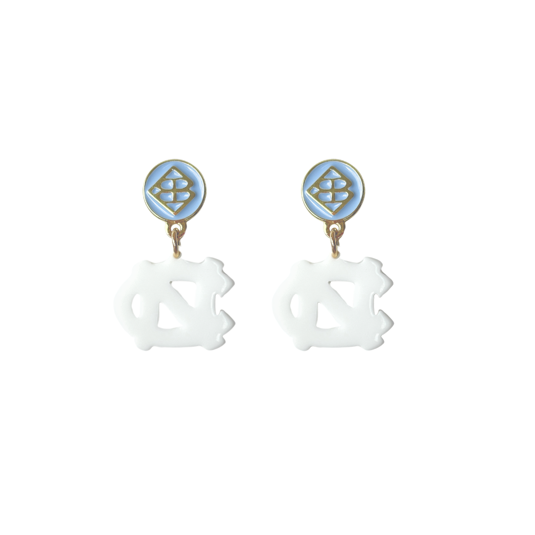 North Carolina Mini White Logo Earrings