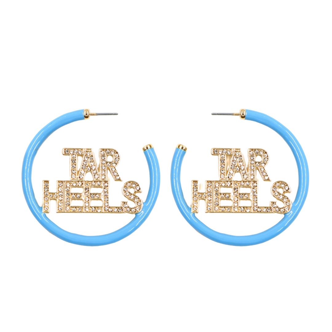 North Carolina TAR HEELS Blue Pavé Hoop Earrings