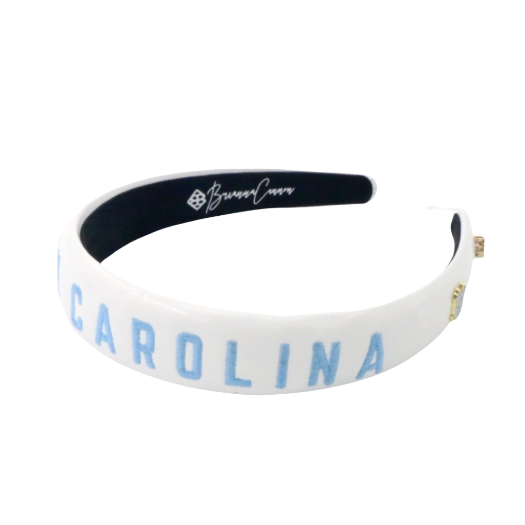 North Carolina White Thin Embroidered Headband