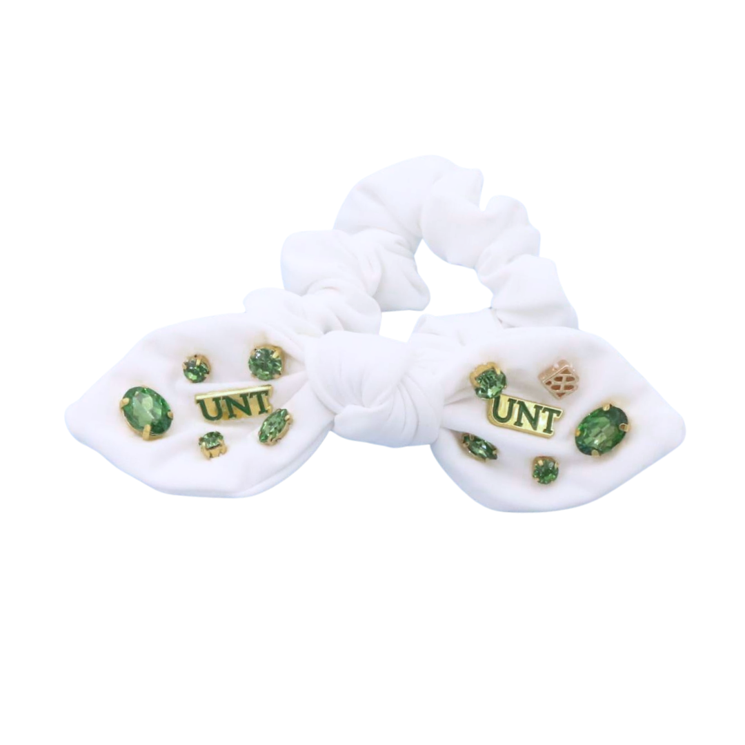 North Texas White Logo Bow Scrunchie