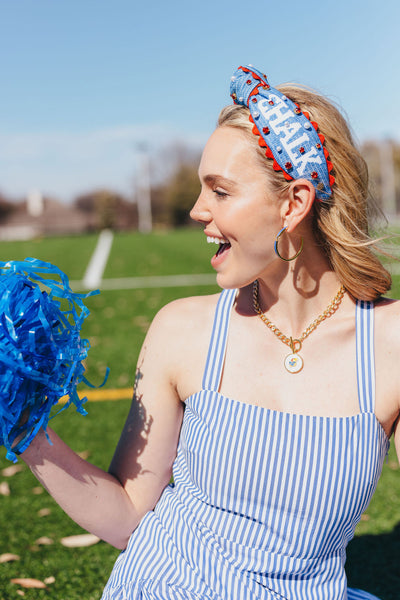 Kansas Adult Size ROCK CHALK Cross Stitch Headband