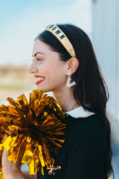 Vanderbilt Gold Thin Embroidered Headband