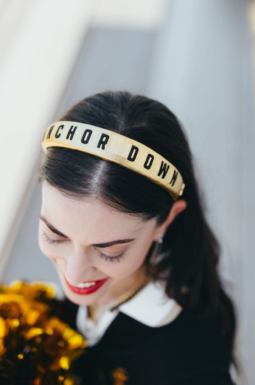 Vanderbilt Gold Thin Embroidered Headband