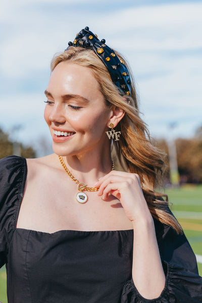 Wake Forest Gold Logo Earring with BC Logo