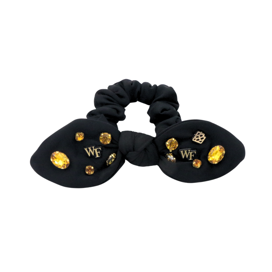 Wake Forest Black Logo Bow Scrunchie