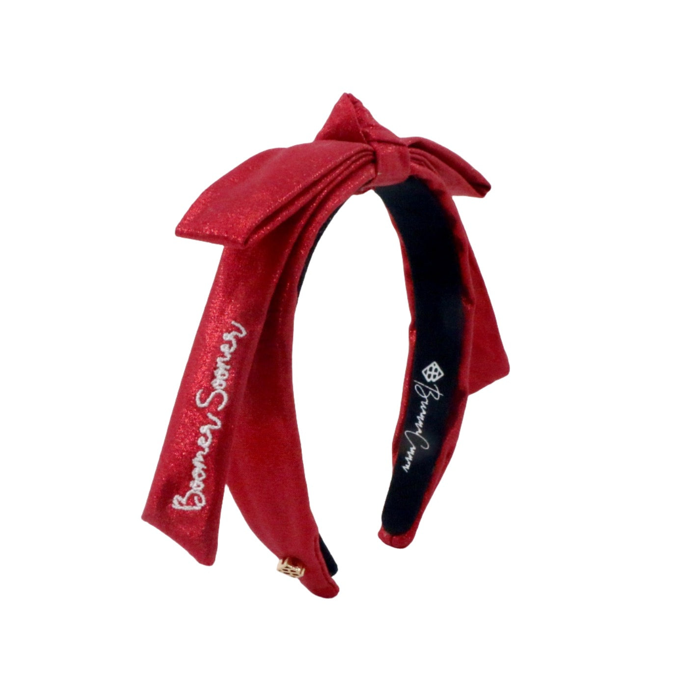 Oklahoma Crimson Thin Embroidered Ribbon Bow Headband