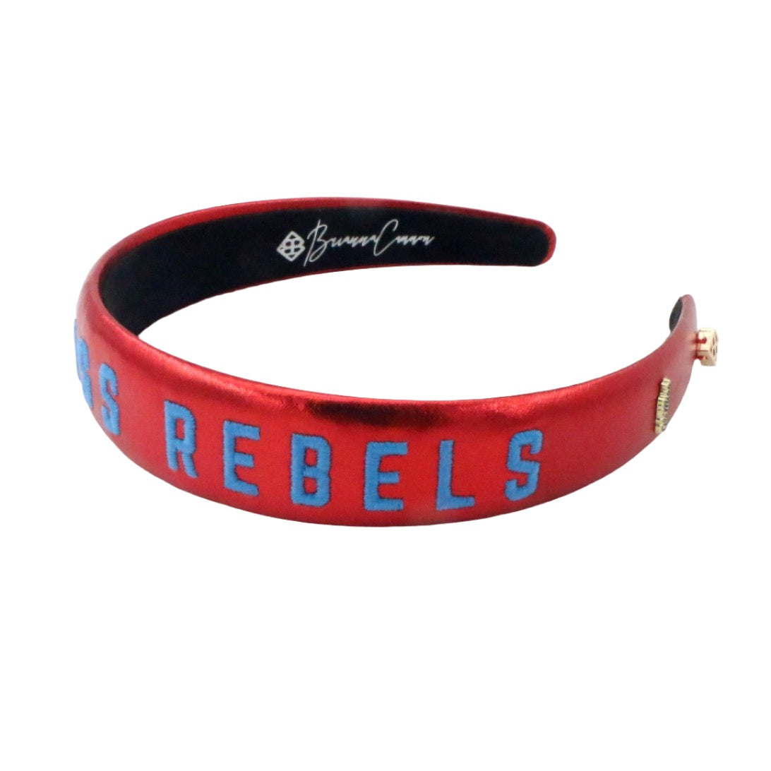 Ole Miss Red Thin Embroidered Headband