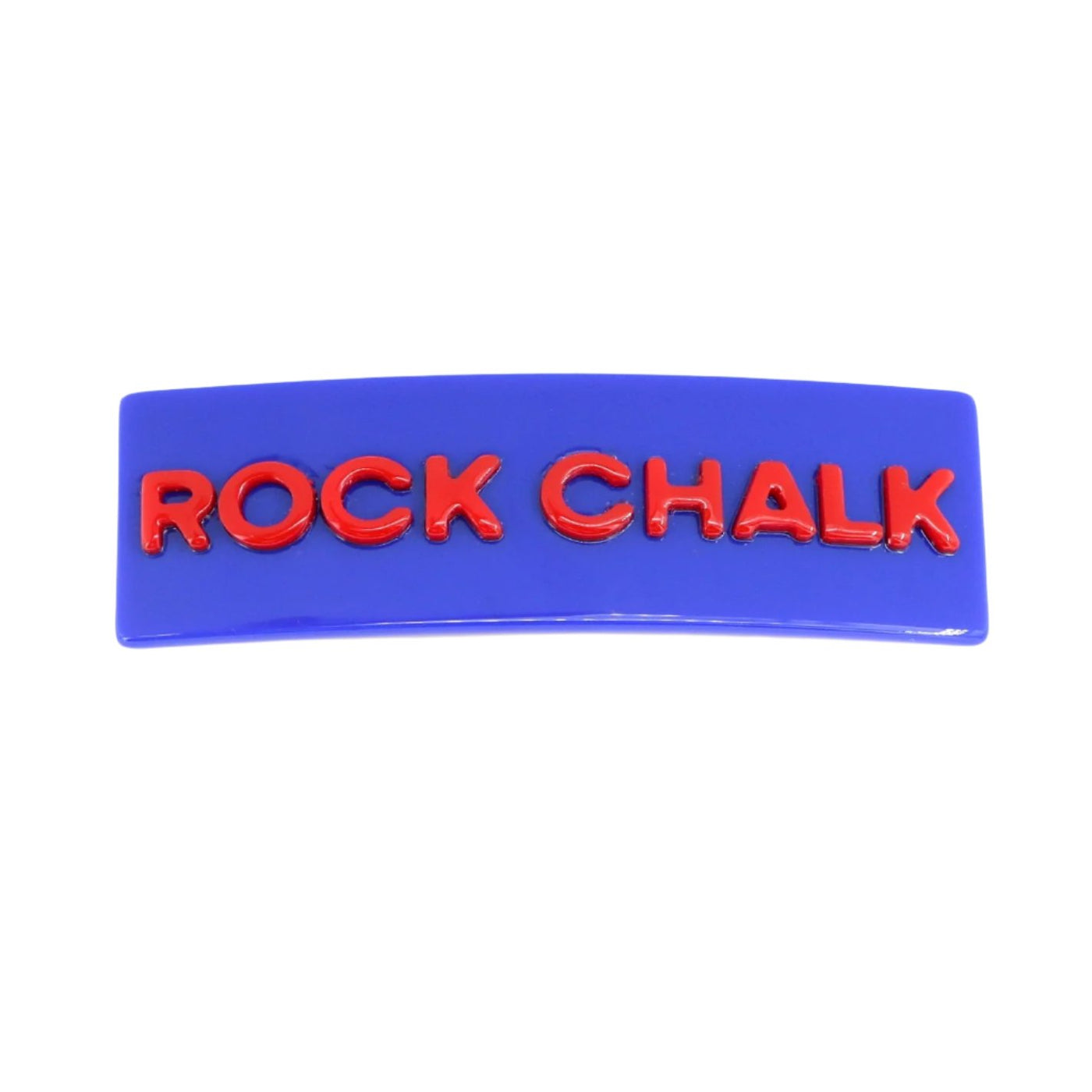 Kansas Blue ROCK CHALK Rectangle Barrette Clip