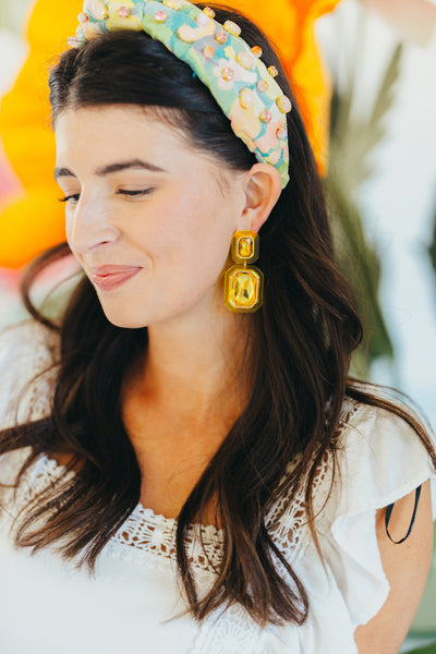 Yellow Crystal Drop Earrings